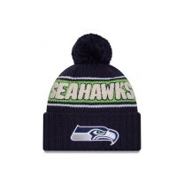 New Era Men's College Navy Seattle Seahawks 2024 Sideline Cuffed Knit Hat with Pom Blue - 60549524