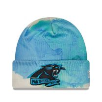 New Era Men's Blue Carolina Panthers 2022 Sideline Ink Dye Cuffed Knit Hat