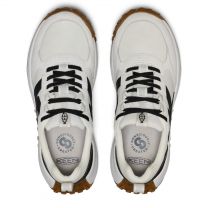 KEEN Women's KS86 Leather Comfortable Durable Retro Style Sneakers, Star White/Black, 8.5