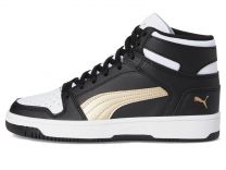 PUMA Unisex Big Kid's Rebound Layup Mid-Top Basketball Shoes Black/Gold/White - 37048645
