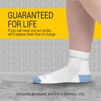 Wide Open Quarter Women's Socks - Merino Wool for Women, Single Stripe Everyday Wide Ankle Socks for Wide Feet - White, Large
