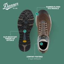Danner Trail 2650 3” Waterproof Hiking Shoes for Men - Durable Leather & Textile Upper with Breathable Gore-Tex Lining and Vibram Traction Outsole, Kangaroo Brown/Stormy Weather - 8 D