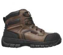 SKECHERS WORK Men's Work Hartan - Onkin Steel Toe Waterproof Work Boot Dark Brown - 77121-DKBR