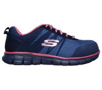SKECHERS WORK Women's Sure Track Alloy Toe Athletic Work Shoe Navy/Pink - 77250/NVPK