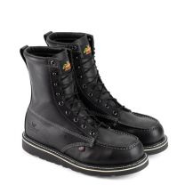 Thorogood Men's American Heritage 8" Moc Toe MAXWear Wedge™  Steel Toe Work Boot Black Full Grain Leather - 804-6208