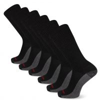 Wolverine Men's Cotton Comfort Steel Toe Crew Work Socks Black (6 pairs) - WWM40005C6B2001-BLACK
