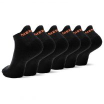 Merrell Unisex Cushioned Cotton Low Cut Tab Sock 6 Pair Pack, Black, Small/Medium