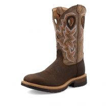 Twisted X Men's 12" Western Work Boot, Square Toe Alloy Toe, Taupe & Bomber, 14 D