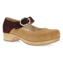 Dansko Women's Bonny Mary Jane Clog Tan Mulberry Burnished Nubuck - 9444151400