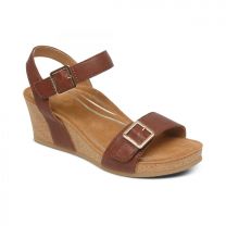 Aetrex Women's Lexa Quarter Strap Wedge Walnut - CK102W