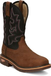 JUSTIN WORK Men's 11" Resistor Nano Composite Toe Waterproof Work Boot Rustic Brown - CR4012