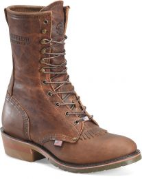 Double-H Boots Men's 9" Lewis Soft Toe EH Slip Resistant USA Union Built Work Boot Chocolate Carmel Brown - DE3706