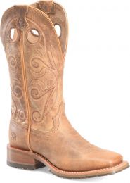 Double-H Boots Women’s 12” Kenna Wide Square Toe ICE™ Roper Western Boot Medium Brown - DH7035