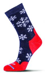 FITS Unisex Medium Hiker Snowflake Crew Socks Navy - F1017-411