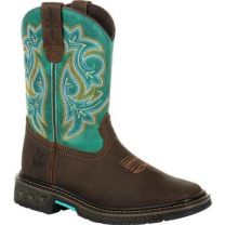 Georgia Boot Unisex Big Kids' Carbo-Tec LT Pull On Boot Brown/Turquoise - GB00410Y