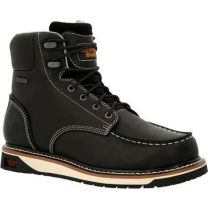 GEORGIA BOOT Men's 6" AMP LT Wedge Moc-Toe Soft Toe Waterproof  Work Boot Black - GB00475