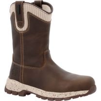 GEORGIA BOOT Women's 10" Eagle Trail Alloy Toe Waterproof Pull-On Work Boot Brown - GB00557