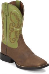 Justin Men's Hinton Farm and Ranch Square Toe Western Boot Brown/Green - JB1117