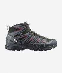 Salomon Men's X Ultra Pioneer Mid Waterproof Hiking Boot Peat/Quiet Shade/Biking Red - L41671000
