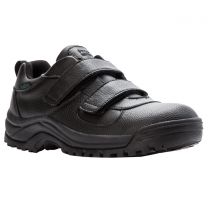 Propet Men's Cliff Walker Low Strap Waterproof Walking Shoe Black Leather - MBA023LBLK