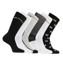 Merrell Unisex Recycled Cushion Hiking Crew Socks Black Assorted (6 pairs) - MEA33694CBU2001-BKAST