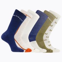Merrell Unisex Recycled Cushioned Hiking Crew Socks Navy Assorted (6 pairs) - MEA33694C6B2001-NVAST