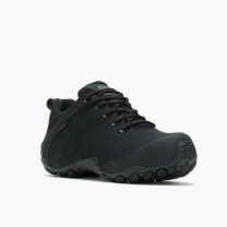 MERRELL WORK Men's Chameleon Flux Leather Carbon Fiber Toe Waterproof Work Shoe Black - J003899