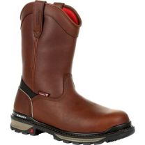 ROCKY WORK Men's 10" Rams Horn Composite Toe Waterproof Pull-On Work Boot Dark Brown - RKK0315