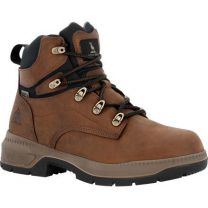 ROCKY WORK Men's 6" Worksmart Soft Toe Waterproof Western Work Boot Crazy Horse Brown - RKK0457