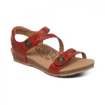 Aetrex Women's Jillian Red Braided Quarter Strap sandal - SC368W
