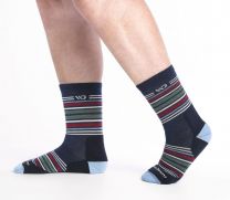 WIDE OPEN SOCKS Men's Multi Stripe Cushioned Micro Crew Lightweight Crew Sock Eclipse - 9005-ECLIPSE