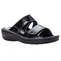 Propet Women's Joelle Slide Sandal Black Croc Leather - WSO021LBCR