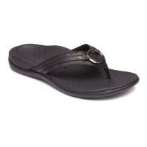 Vionic Women's Aloe Toe Post Sandal Black Leather - 10010887001