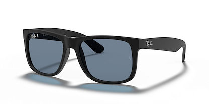 Ray-Ban Men's Justin Classic Sunglasses Matte Rubber Black/Dark Blue (55 mm) - 0RB4165-622/2V 55