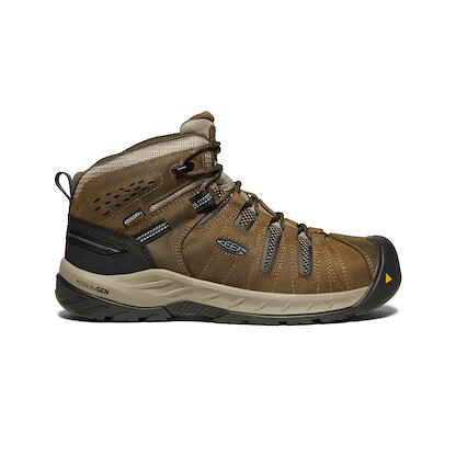 KEEN Utility Men's Flint II Mid Steel Toe Waterproof Work Boot Cascade Brown/Orion Blue - 1023237