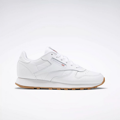 Reebok Boy's Classic Leather Sneaker Ftwr White /Ftwr White/Reebok Rubber Gum-02 - 100010472