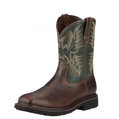 ARIAT WORK Men's 10" Sierra Wide Square Toe Steel Toe Work Boot Dark Brown - 10017434
