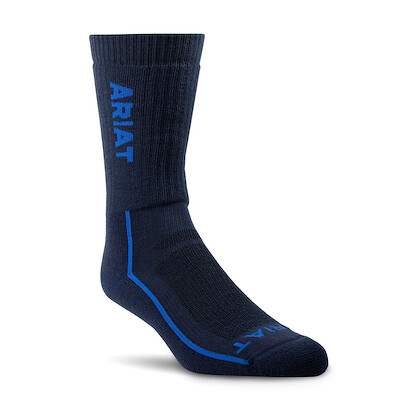 Ariat Men's Heavyweight Merino Wool Steel Toe Performance Work Sock Blue - 10039126