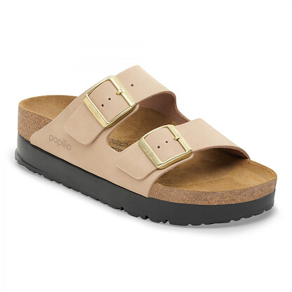 Papillio by BIRKENSTOCK Women's Arizona Flex Platform Sandcastle Nubuck (narrow width) - 1028379