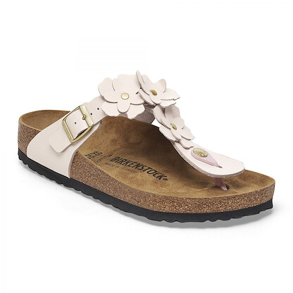 BIRKENSTOCK Women's Gizeh Flower Sandal Light Rose Leather (regular width) - 1029287