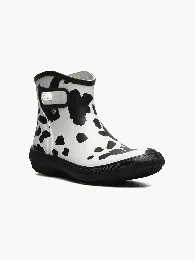 BOGS Women's Patch Ankle Cow Waterproof Slip On Garden Boot  Black/White - 73187-111