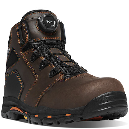 DANNER WORK Men's 4.5” Vicious BOA Composite Toe Waterproof Work Boot Brown/Orange - 13800