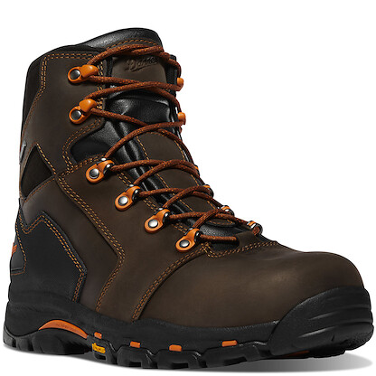DANNER WORK Men's 6" Vicious Composite Toe Waterproof Work Boot Brown/Orange - 13879