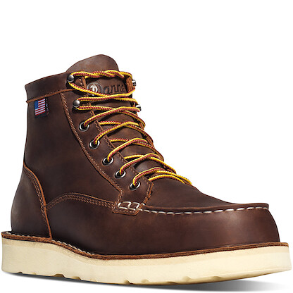 DANNER WORK Men's 6" Bull Run Moc Toe Soft Toe EH Work Boot Brown - 15563