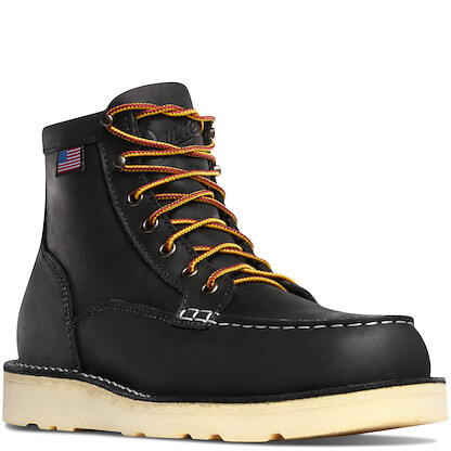 DANNER WORK Men's 6" Bull Run Moc Toe Steel Toe Work Boot Black - 15569