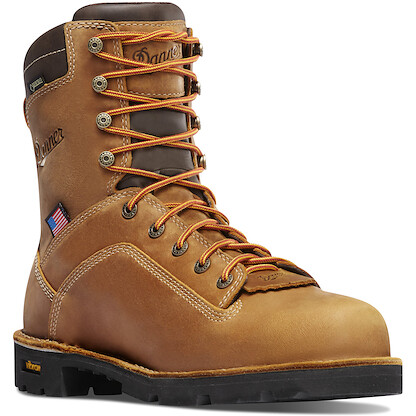 DANNER WORK Men's 8" Quarry USA Composite Toe Waterproof 400g Insulated Work Boot Distressed Brown - 17321