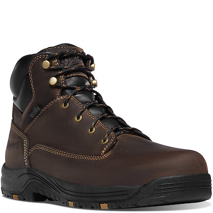 DANNER WORK Men's 6" Caliper Aluminum Toe Waterproof Work Boot Brown - 19453