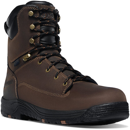 DANNER WORK Men's 8" Caliper Soft Toe EH Waterproof Work Boot Brown - 19457