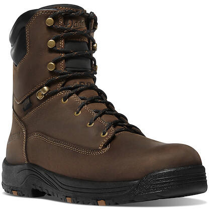 DANNER WORK Men's 8" Caliper Soft Toe EH Waterproof 400g Insulated Work Boot Brown - 19458