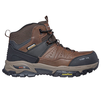 SKECHERS WORK Men's Work Waterproof: Arch Fit Tarver Composite Toe Work Boot Brown/Black - 200161-BRBK